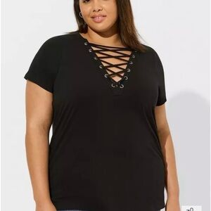 Torrid Vintage Cotton Jersey Lace Up Tee